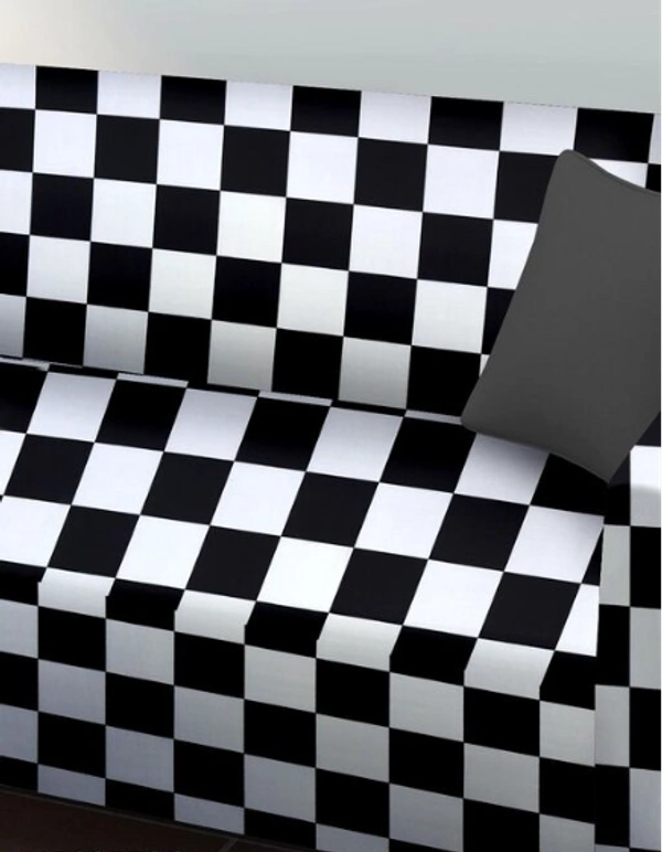 High density stretch fabric with elastic corners provides a perfect wrinkle free fitting as the 3 Seater  cover  - Black & White, Polyster, Multipack 1, 3Seater